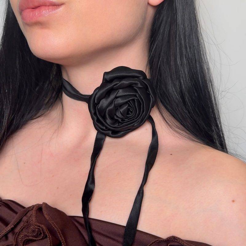 jedwabny choker róża Veema