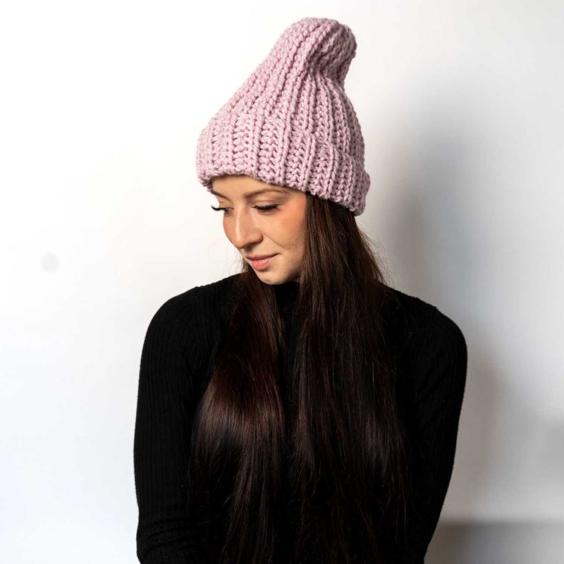 Czapka Luna długa pudrowy róż