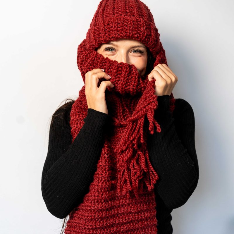 Zestaw czapka Luna krótka i szalik Aura bordowy