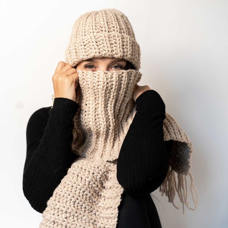 Veema szalik Aura czapka Luna zestaw kremowy